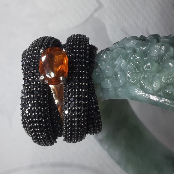 Jewelry - 925 Genuine Madeira Citrine and Natural Black Spinel. PRICE IS FIRM.